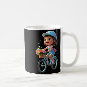 Cute Flower Girl with Bicycle Funny Unisex Design Coffee Mug