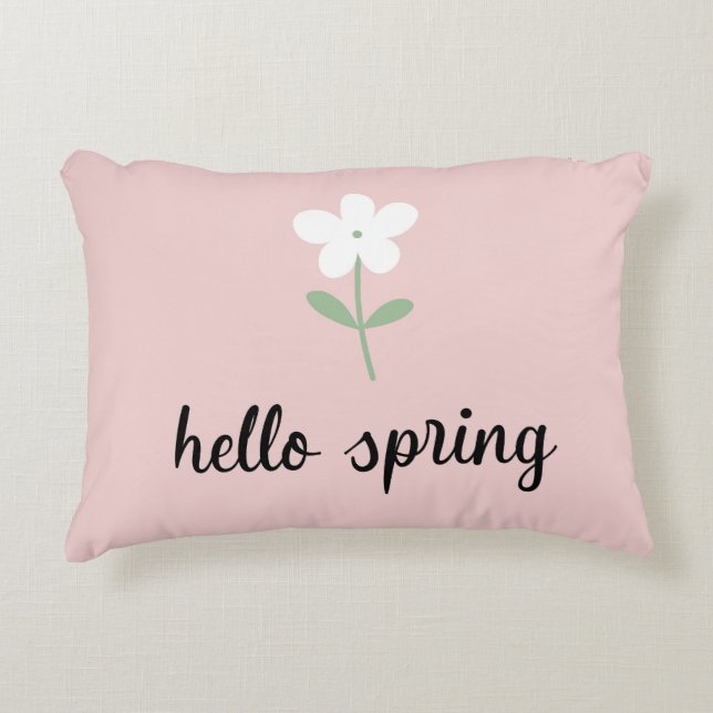 Cute Flower Hello Spring Decorative Cushion (Front)