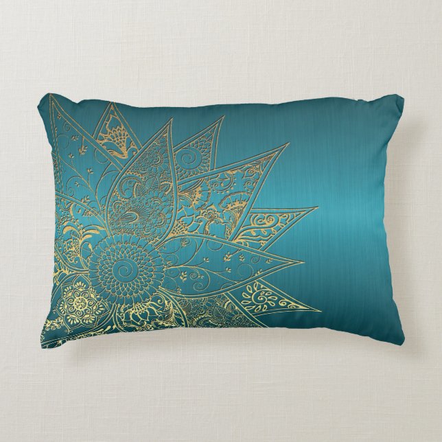 Cute flower henna hand drawn design decorative cushion (Front)