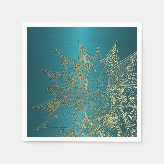 Cute flower henna hand drawn design napkin (Front)