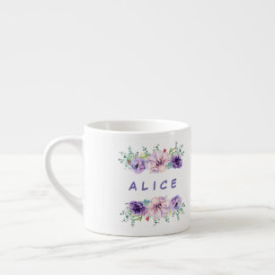 Cute Flower Leaves Lilac & Eucalyptus Floral Espresso Cup