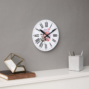Cute flower lovers round clock