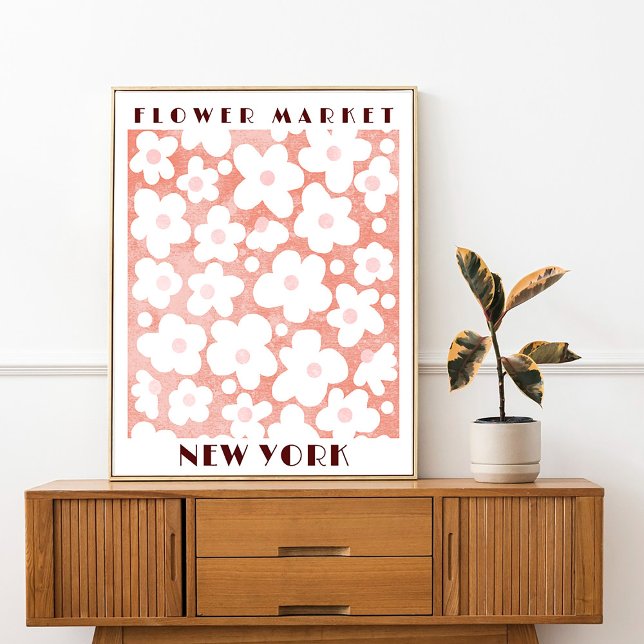 Cute Flower Market Retro Daisy Pink Terracotta Poster (https://www.freepik.com/free-photo/picture-frame-wooden-sideboard-table_18665610.htm)