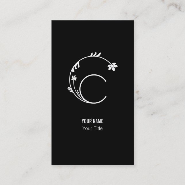 CUTE FLOWER MONOGRAM LETTER C BUSINESS CARD (Front)