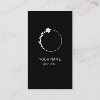 CUTE FLOWER MONOGRAM LETTER O BLACK BUSINESS CARD