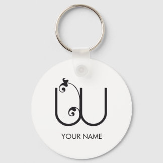 CUTE FLOWER MONOGRAM LETTER W WHITE KEY RING