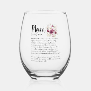 Cute Flower Mum Definition Stemless Wine Glass