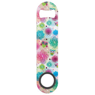 Cute flower owl background pattern