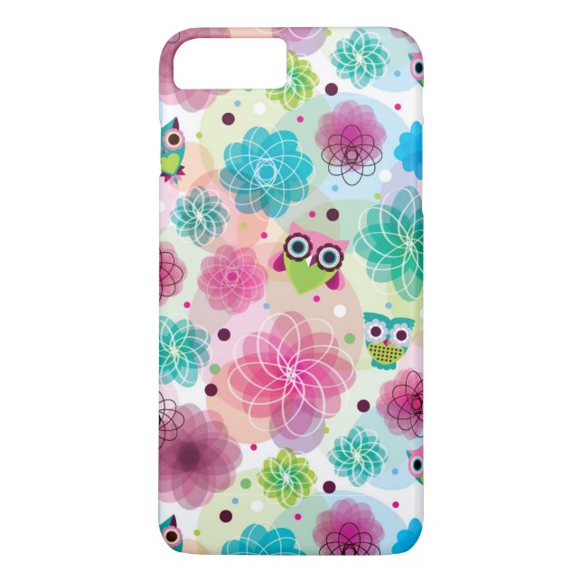 Cute flower owl background pattern Case-Mate iPhone case (Back)