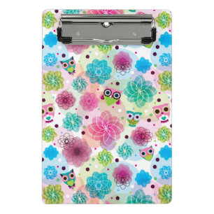 Cute flower owl background pattern mini clipboard
