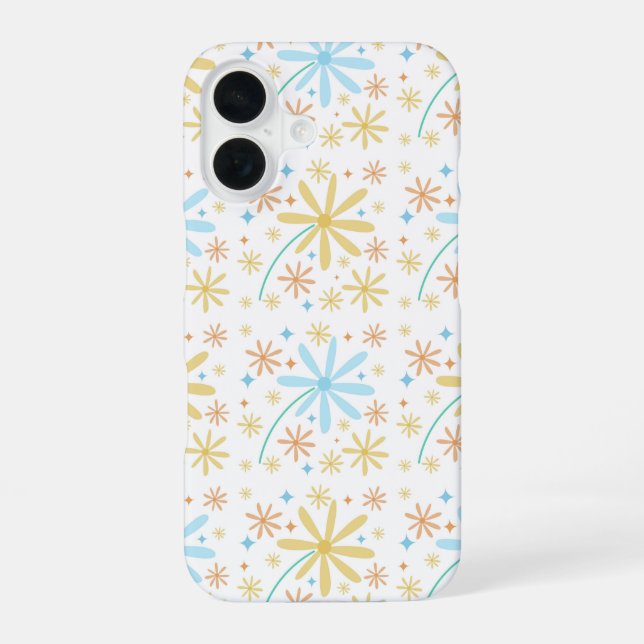 Cute flower pattern design iPhone 16 case (Back)