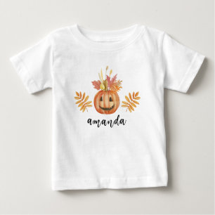 Cute Flower Pumpkin Halloween Fall Baby T-Shirt