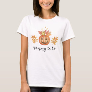 Cute Flower Pumpkin Halloween Fall Mummy To Be T-Shirt
