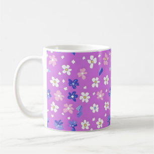 Cute Flower Purple Pattern Coffee Mug