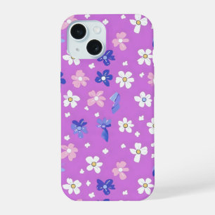 Cute Flower Purple Pattern iPhone 15 Case