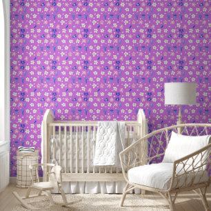 Cute Flower Purple Pattern Wallpaper