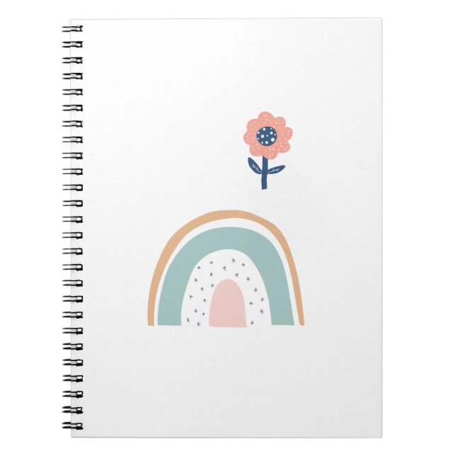 Cute Flower Rainbow Boho Flower Colourful Pattern Notebook (Front)