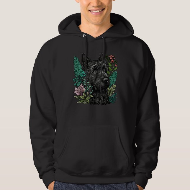 Cute Flower Scottie summer Floral Scottish Terrier Hoodie (Front)
