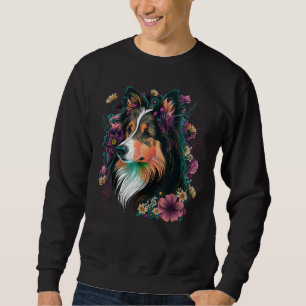 Cute Flower Sheltie summer Floral Shetland Sheepdo Sweatshirt