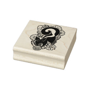 Cute Flower Skunk Rubber Stamp