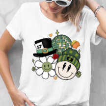 Cute Flower & Smiley St. Patrick's Day T-shirt 