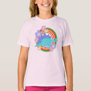Cute Flower Stegosaurus Dinosaur T-Shirt