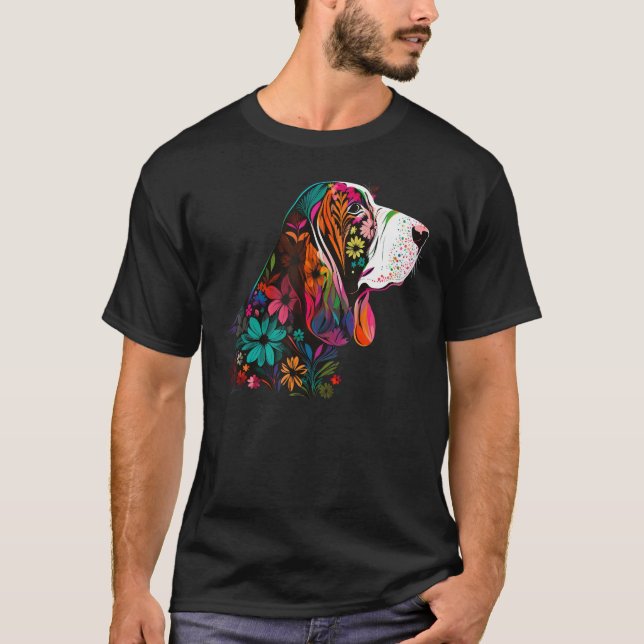 Cute Flower summer Floral Basset Hound 3 T-Shirt (Front)
