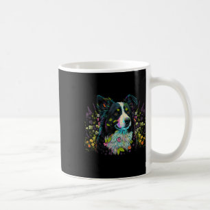 Cute Flower Summer Floral Border Collie  Coffee Mug