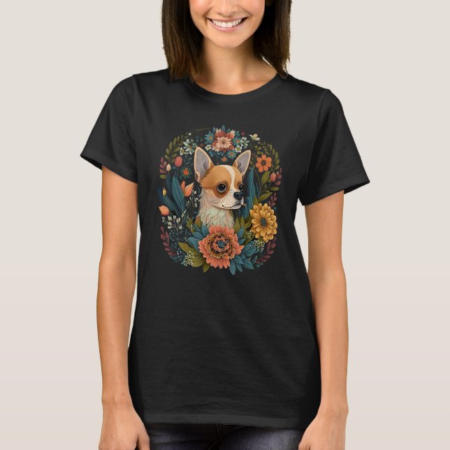 Cute Flower summer Floral Chihuahua 1 T-Shirt (Front)