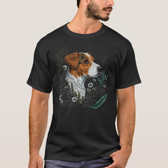 Cute Flower summer Floral Jack Russell Terrier_1 T-Shirt (Front)
