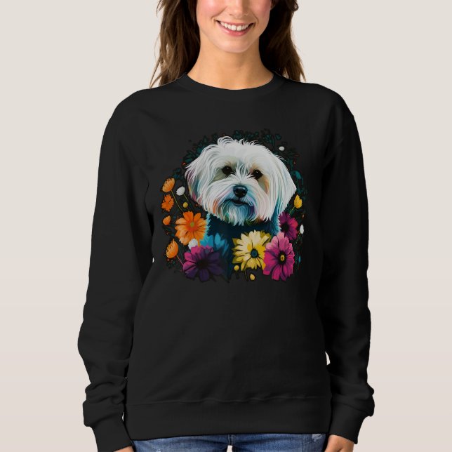 Cute Flower summer Floral Maltese dog 1 Sweatshirt (Front)