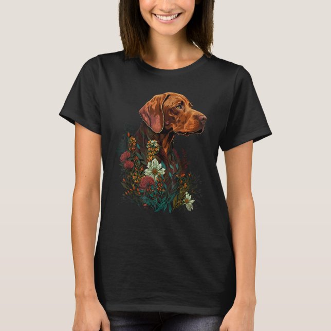Cute Flower summer Floral Vizsla 2 T-Shirt (Front)