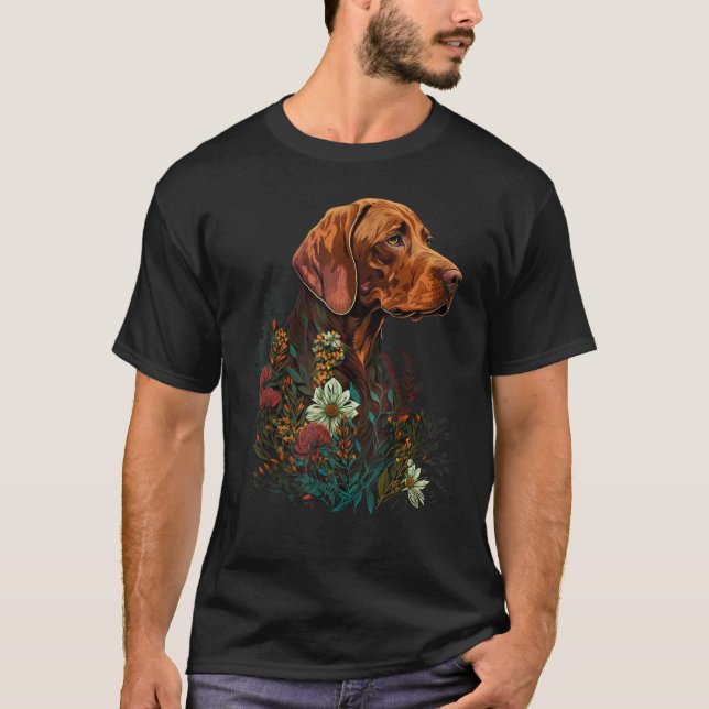 Cute Flower summer Floral Vizsla 2 T-Shirt (Front)