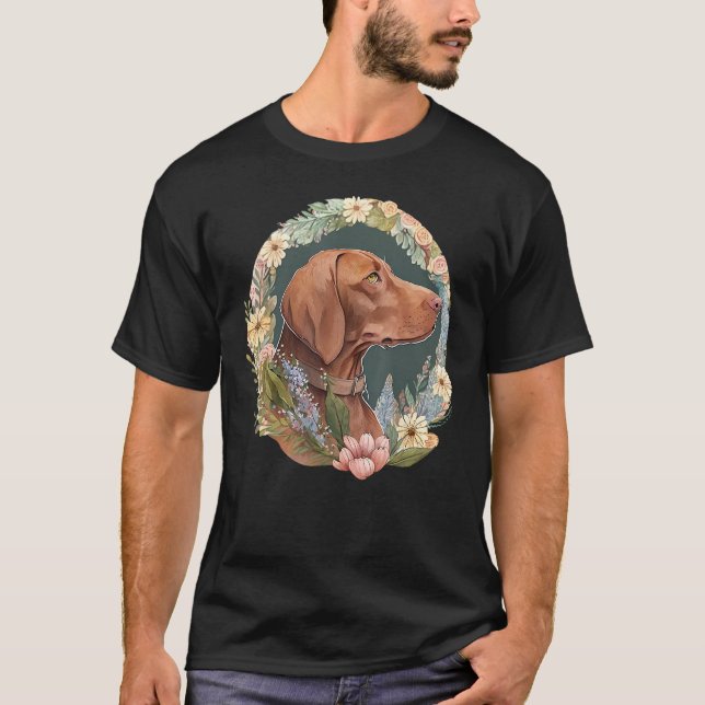 Cute Flower summer Floral Vizsla 3 T-Shirt (Front)