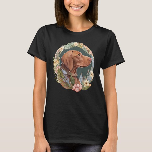 Cute Flower summer Floral Vizsla 3 T-Shirt (Front)