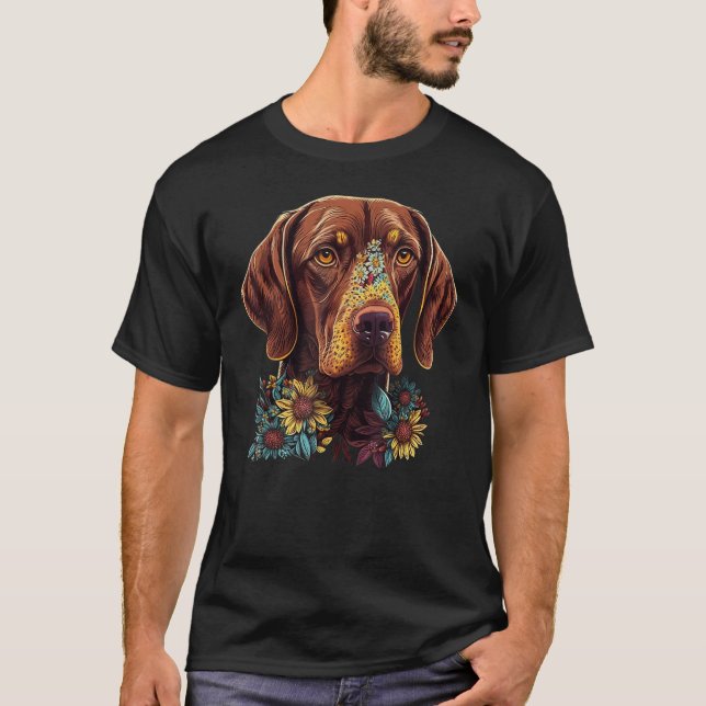 Cute Flower summer Floral Vizsla T-Shirt (Front)