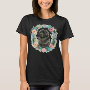 Cute Flower summer Newfie Floral Newfoundland Dog T-Shirt