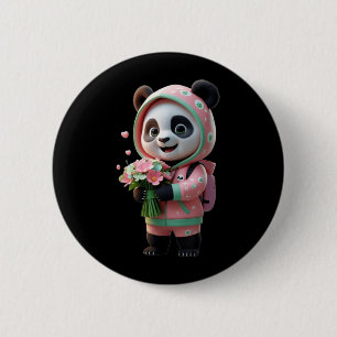 Cute Flower with Panda Fanny Unisex Design for Men 6 Cm Round Badge