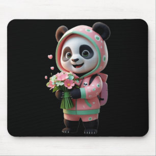 Cute Flower with Panda Fanny Unisex Design for Men Mouse Pad