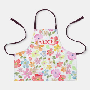  Cute Flowers All-Over Print Apron, Small Apron
