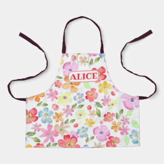  Cute Flowers All-Over Print Apron, Small Apron