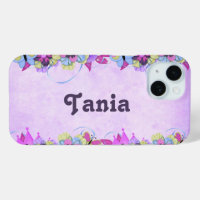 Cute flowers and butterflies on purple