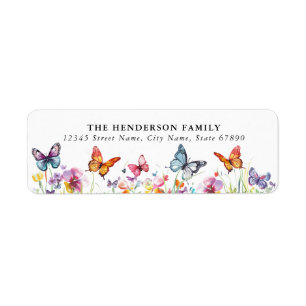 Cute Flowers and Butterflies Return Address Labels