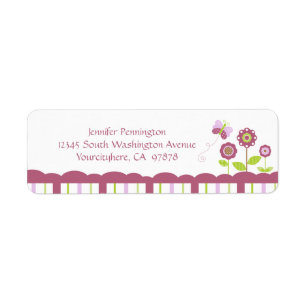 Cute flowers and butterfly return address label