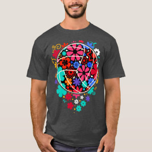 Cute Flowers And Volleyball Gift Print Volleyball T-Shirt