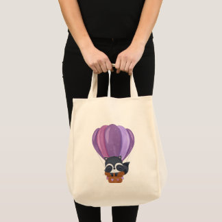 Cute Flowers Baby Racoon Cartoon Tote Bag