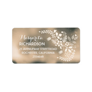 cute flowers beige brown wedding address labels