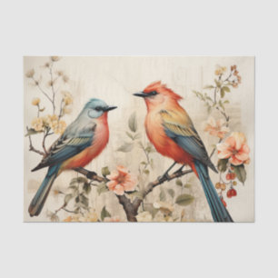Cute flowers bird lovers tissue paper