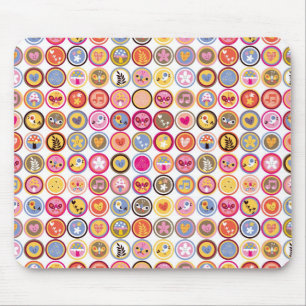 cute flowers, birds, hearts pattern mouse pad
