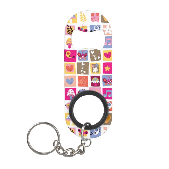 cute flowers, birds, hearts squares pattern (Front)